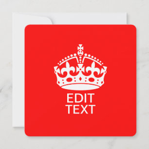 Carte Ajoutez votre texte GARDEZ CALM CROWN sur Red Pers