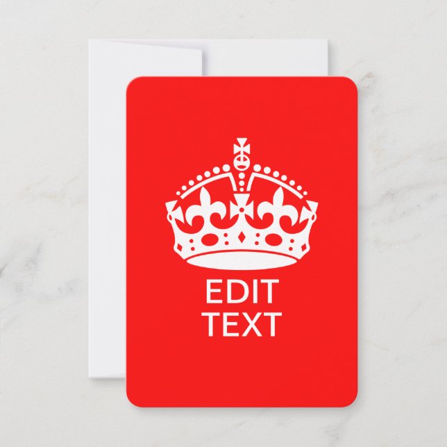 Carte Ajoutez votre texte GARDEZ CALME CROWN sur Red Per (Devant)