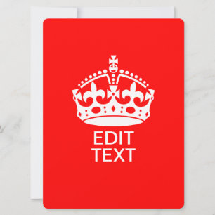 Carte Ajoutez votre texte GARDEZ CALME CROWN sur Red Per