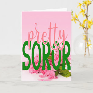 Carte AKA Inspiré rose et vert jolie Soror 