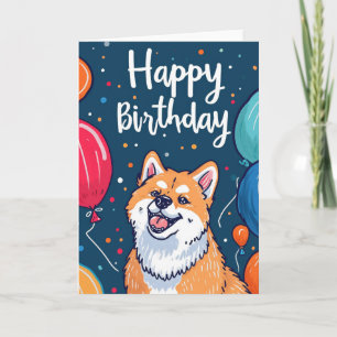 Carte Akita avec ballons Anniversaire