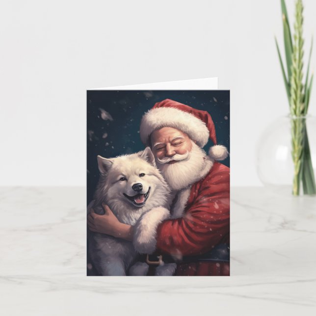 Carte Akita avec Noël du Père Noël (Devant)