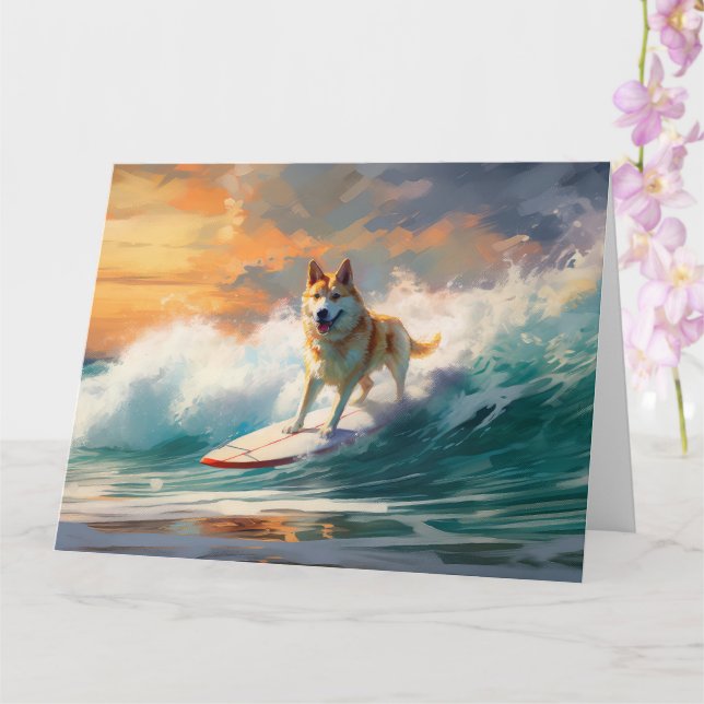 Carte Akita Beach Surf Peinture (Orchidée)