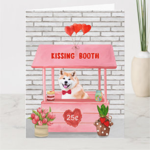 Carte Akita Chien Valentine's Day Kissing Booth