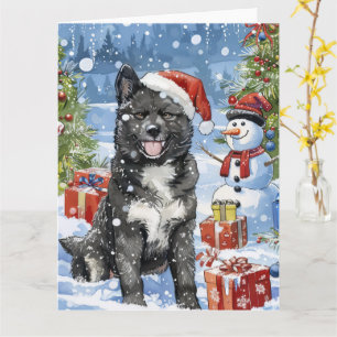 Carte Akita Chien Winter Wonderland Noël Joie