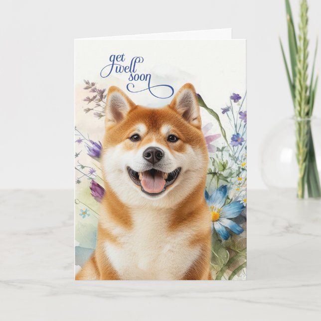 Carte Akita Dog Get Well Wildflower Garden (Devant)