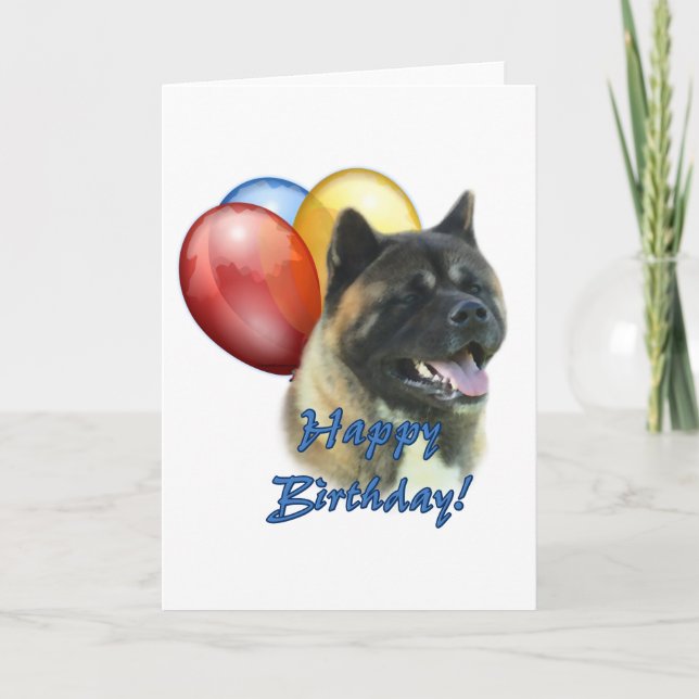 Carte Akita Joyeux Ballons d'anniversaire (Devant)