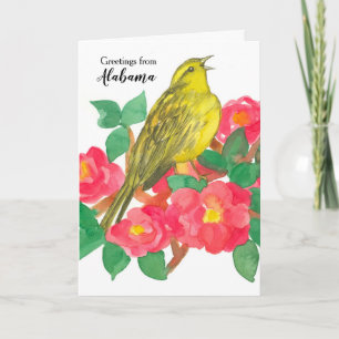Carte Alabama Yellowhammer State Bird Camellia Fleur