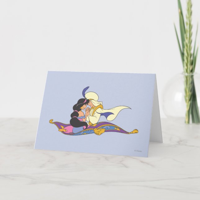 Carte Aladdin et Jasmine sur la moquette magique (Devant)