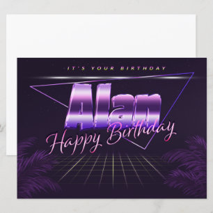 Carte Alan Name Prénom lila retro