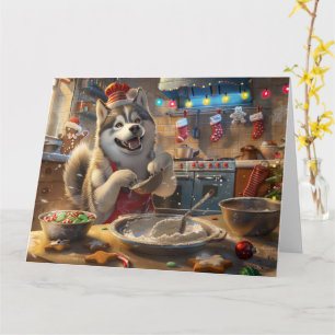 Carte Alaskan Malamute : Noël festif