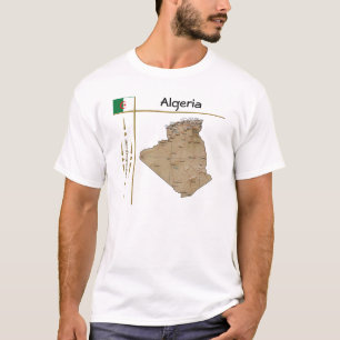 Carte Algérie + Drapeau + Titre T-shirt