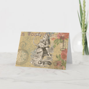 Carte Alice au pays des merveilles Flamant rose classiqu