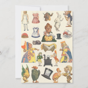 Carte Alice au pays des merveilles, poupée Vintage en pa
