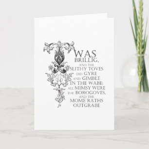 Carte Alice In Wonderland Jabberwocky Poem Grey Card