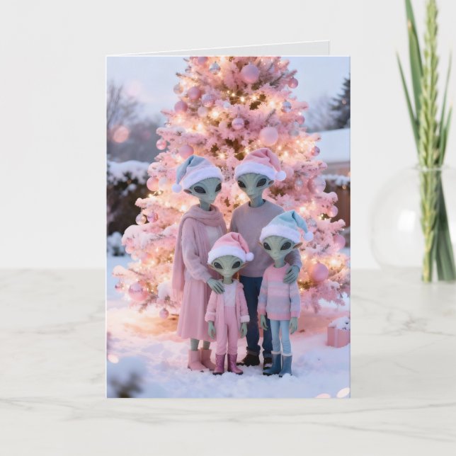 Carte Alien Famille Noël Portrait de vacances (Devant)