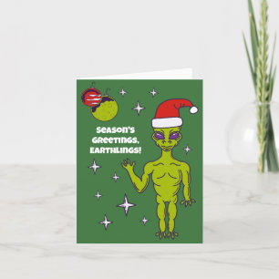 Carte Alien spatial dans un chapeau de Père Noël personn