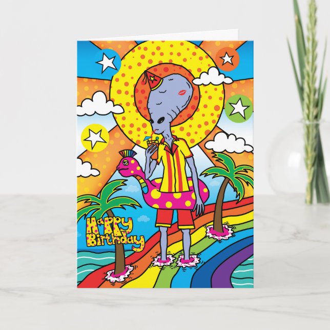 Carte Alien vacances Anniversaire (Devant)