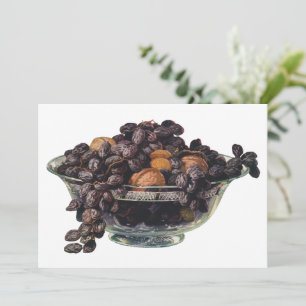 Carte Aliments de style rétro, noix et amandes, fruits e