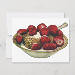 Carte Aliments vintages Petit déjeuner sain Fraises céré