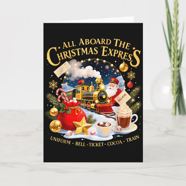Carte All Aboard The Christmas Express Train Santa Holid (Devant)