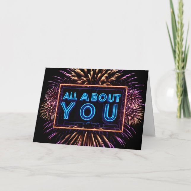 Carte All About You Neon Signal Anniversaire (Devant)