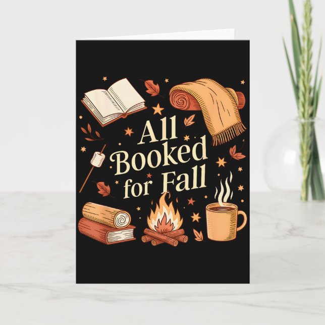 Carte All Booked For Fall Books Coffee Fall Leaves Pumpk (Devant)