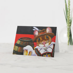 Carte Allemagne Mouse Octoberfest Beer Watercolor Art
