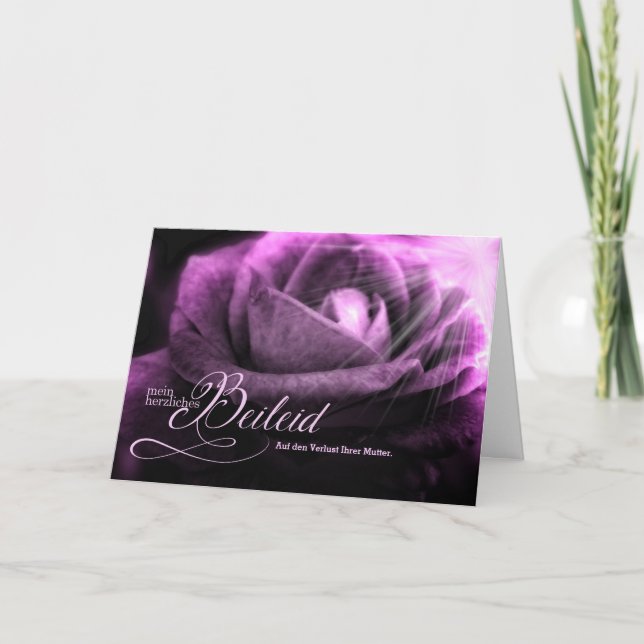 Carte Allemagne Sympathie perte de mère pourpre Rose (Devant)