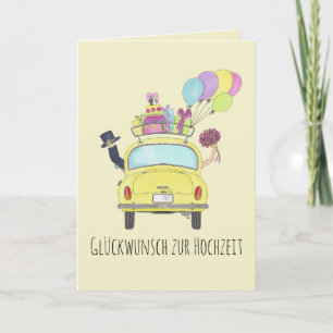Carte Allemand Glückwunsch Mercredi Jour Jaune Retro Voi