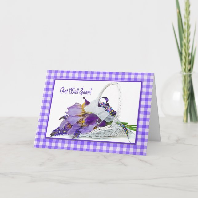 Carte Allez bien bientôt Iris Bouquet sur En vichy (Devant)