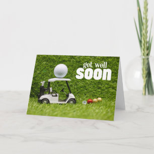 Carte Allez-vous bien bientôt avec balle de golf sur ver