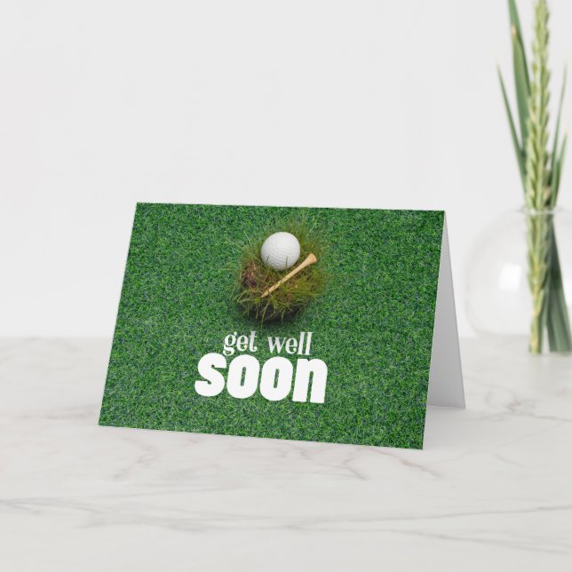 Carte Allez-vous bien bientôt avec deux balles de golf e (Devant)