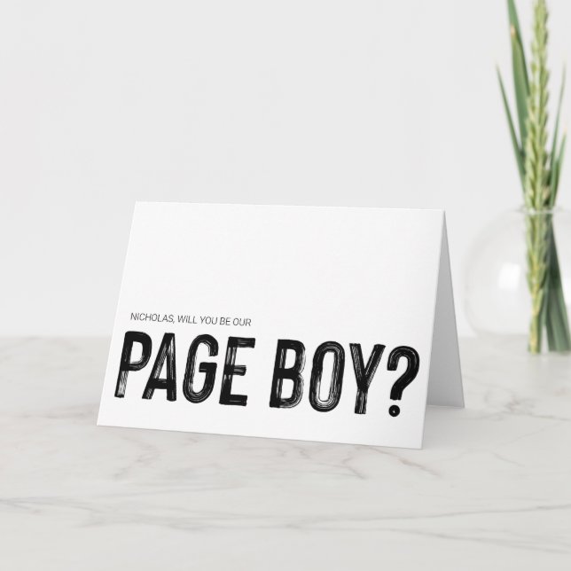 Carte Allez-vous Page Boy Proposition Demander au Mariag (Devant)