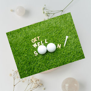 Carte Allez-y bientôt avec deux balles de golf et un tee