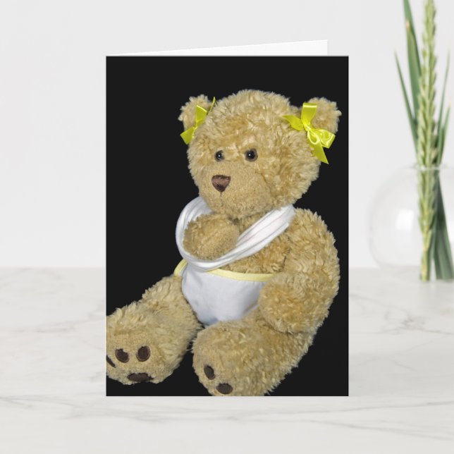 Carte Allez-y bientôt, ours en peluche (Devant)