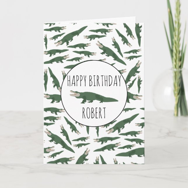 Carte Alligator Crocodile Motif Nom personnalisé Anniver (Devant)