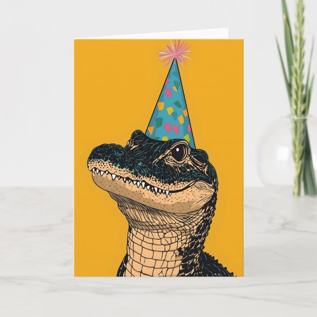 Carte Alligator de parti | Anniversaire Fête Fun (Devant)