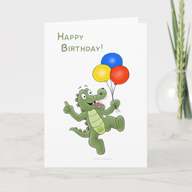 Carte Alligator pour ballons d'anniversaire portan (Devant)