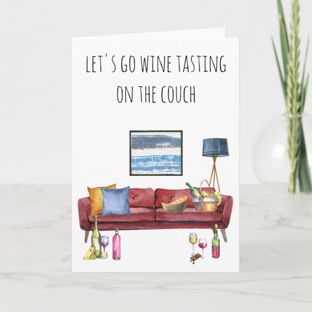 Carte Allons Déguster du Vin sur le Canapé (Devant)