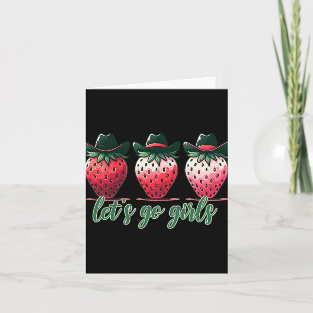 Carte Allons-y Filles Bachelorette Fraises de la Fête Wo (Devant)