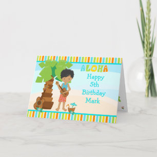 Carte Aloha African American Boy Anniversaire