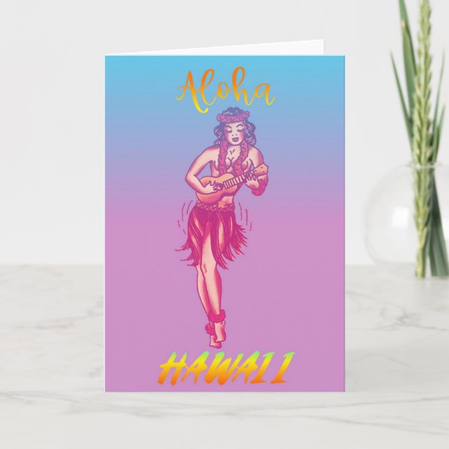 Carte Aloha Hawaii Hula Girl (Devant)