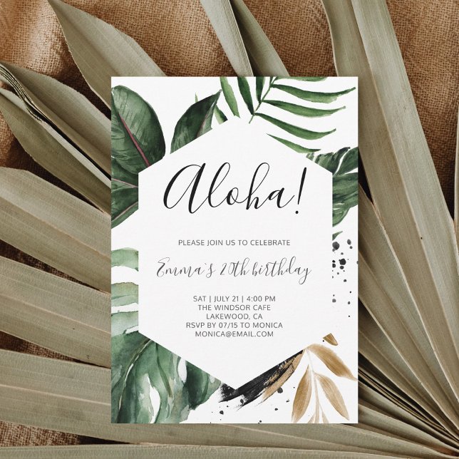 Carte Aloha Tropical Green Party d'anniversaire (Créateur téléchargé)