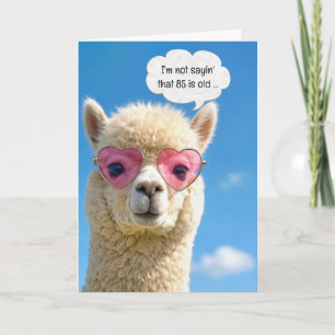 Carte Alpaca 85 ans Anniversaire Lunettes en forme de cœ