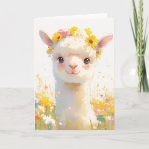 Carte Alpaca à fleurs couronné