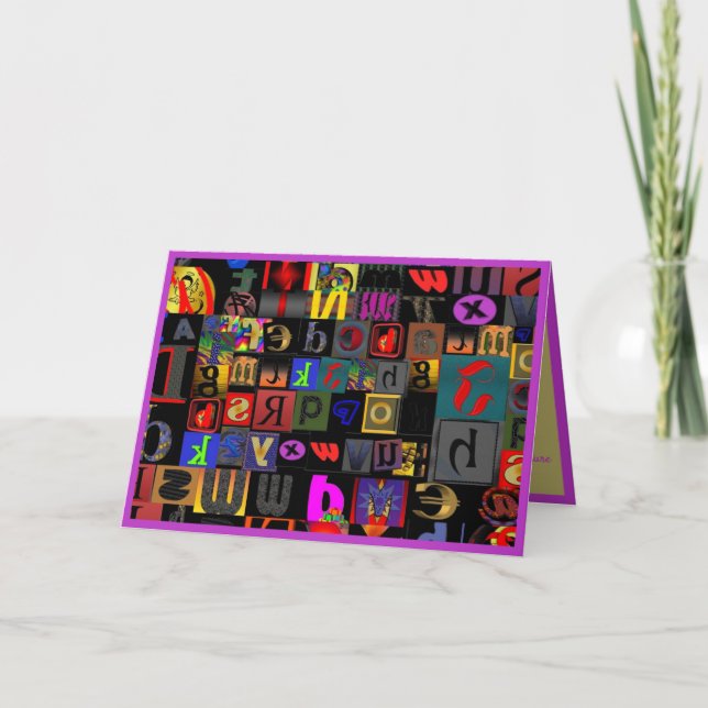Carte Alphabet Abstrait fou et amusant (Devant)