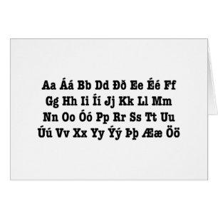 Carte Alphabet islandais [Íslenska Stafrófið]