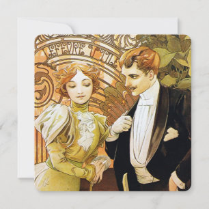 Carte Alphonse Mucha Flirt Vintage Art romantique Nouvea