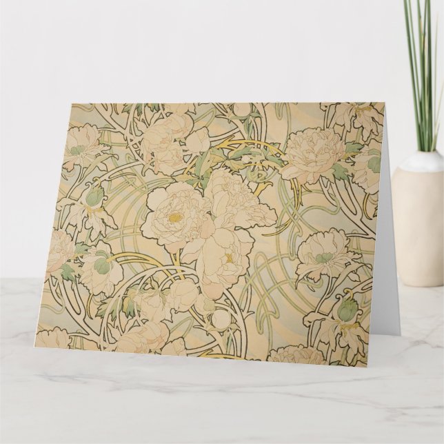 Carte Alphonse Mucha - Peonies (Devant)